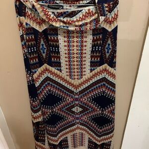 Living Doll Geometric Maxi Skirt in Navy and Cream